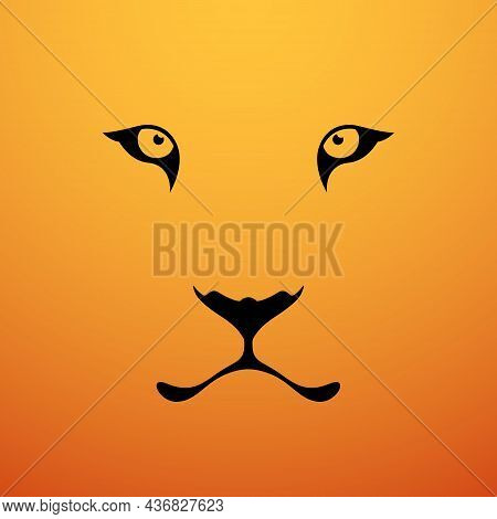 Eyes Of Tiger. Tiger Muzzle On Orange Background. Wild Cat. Stock Vector Illustration.