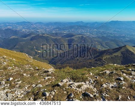 Panoramic View From The Peak Of Monte Cucco In Umbria During Autumn Day Of October