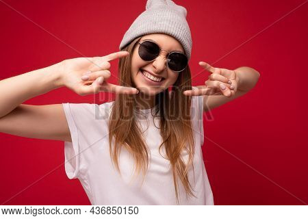 Closeup Of Young Emotional Positive Happy Smiling Attractive Dark Blonde Woman With Sincere Emotions
