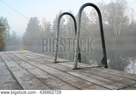 Jetty And Bathing Ladder Early October Morning