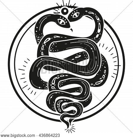Two Intertwined Snakes Vector Esoteric Mistic Symbol