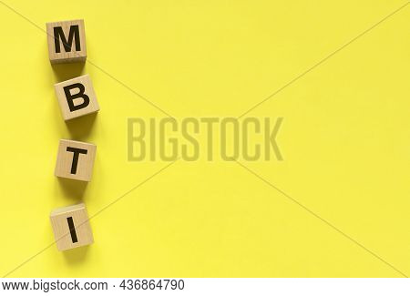 Mbti Types Test, Text On Yellow Banner With Copy Space For Text.