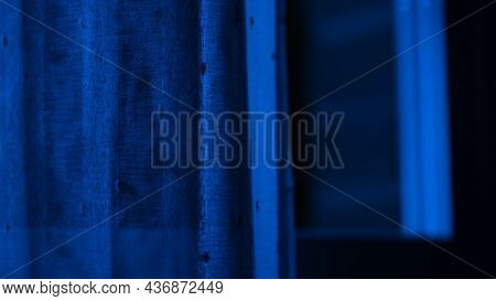 Blue Window With Light Coming Throw. Blue Light.