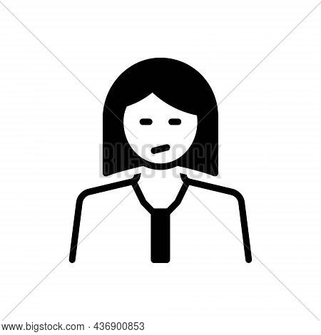 Black Solid Icon For Annoying Vexatious Bothersome Grumpy Girl