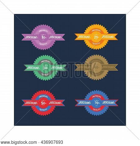 Sale Tags Set Vector Badges Template, Percent Off Label Symbols, Discount Promotion Flat Icon With L