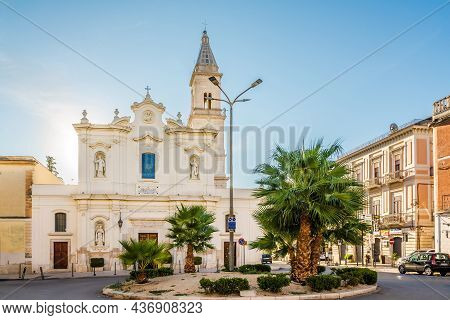 Cerignola,italy - September 2,2021 - View At The Church Of Madonna Del Carmine In The Streets Of Cer