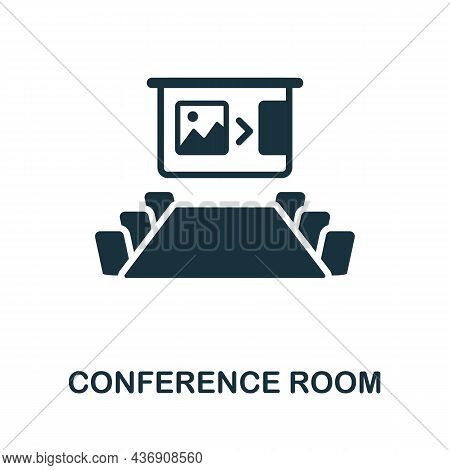 Conference Room Icon. Monochrome Sign From Corporate Development Collection. Creative Conference Roo