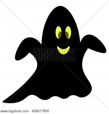 Ghost. Silhouette. Smiling Facial Expression. Vector Illustration. Isolated White Background. Bringi