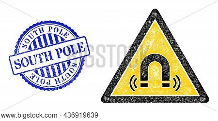 Vector Crossing Mesh Magnet Field Danger Framework, And South Pole Blue Rosette Corroded Seal Print.