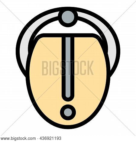 Tongue Steel Piercing Icon. Outline Tongue Steel Piercing Vector Icon Color Flat Isolated