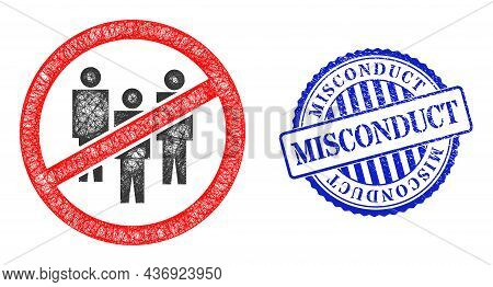 Vector Net Mesh No People Crowd Frame, And Misconduct Blue Rosette Dirty Stamp Seal. Linear Frame Ne