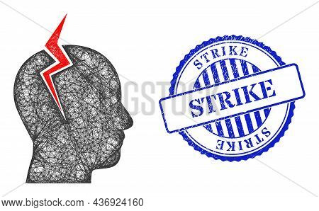 Vector Net Mesh Migrain Strike Carcass, And Strike Blue Rosette Scratched Seal. Linear Carcass Net I