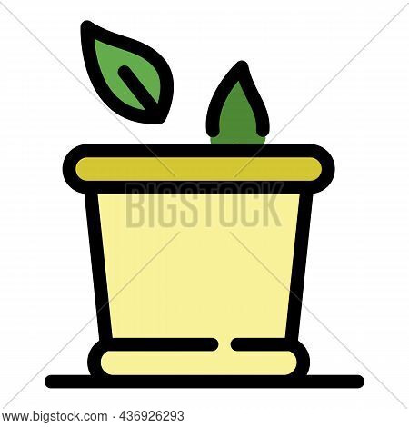 Pot Of Herbs Icon. Outline Pot Of Herbs Vector Icon Color Flat Isolated