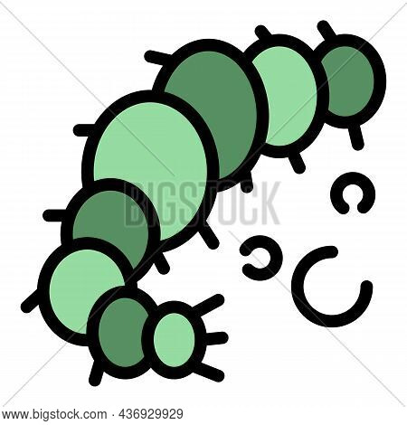 Leaf Worm Icon. Outline Leaf Worm Vector Icon Color Flat Isolated