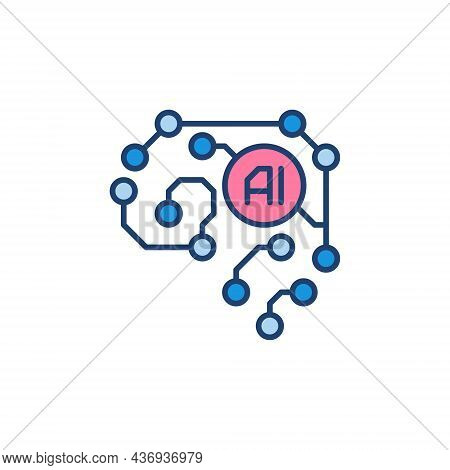 Ai Artificial Intelligence Brain Colored Icon. Cyberbrain Vector Symbol