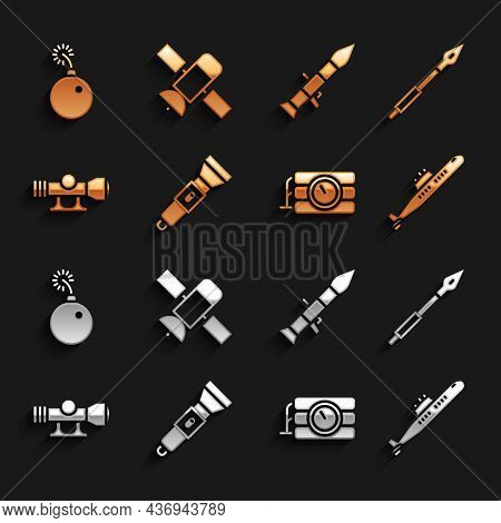 Set Flashlight, Medieval Spear, Submarine, Dynamite And Timer Clock, Sniper Optical Sight, Rocket La