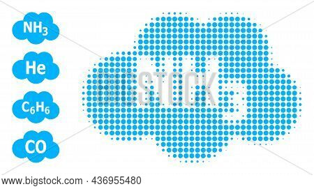 Dot Halftone Ammoniac Cloud Icon, And Bonus Icons. Vector Halftone Pattern Of Ammoniac Cloud Icon Co