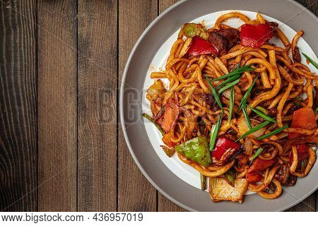 Portion Of Oriental Dish Tsomyan Roasted Noodles