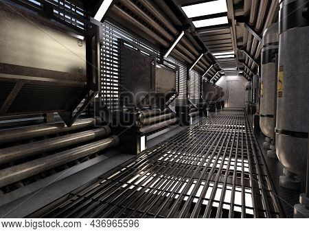 3d Rendering Of A Futuristic Sceince Fiction Hall