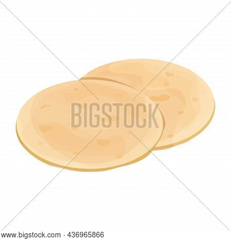 Lavash, Tortilla. Mexican Cuisine Ingredient In Cartoon Style Isolated On White Background. Fast Foo