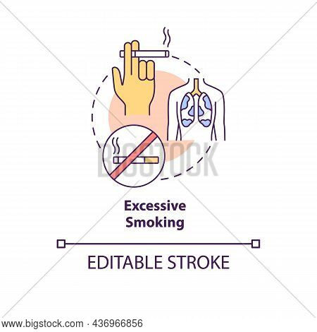 Excessive Smoking Concept Icon. Pneumonia Risk Factor Abstract Idea Thin Line Illustration. Harmful 