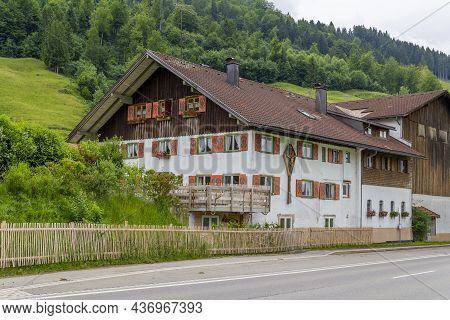 Traditional Building Around Immenstadt, A Town In The Upper Allgaeu In Bavaria, Germany