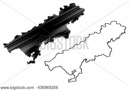 Morena District (madhya Pradesh State, Chambal Division, Republic Of India) Map Vector Illustration,