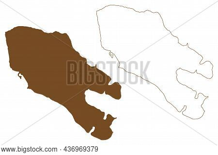 Traill Island (kingdom Of Denmark, Greenland, North America) Map Vector Illustration, Scribble Sketc