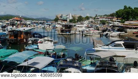 Sai Kung, Hong Kong 15 July 2021: Hong Kong typhoon shelter in sai Kung