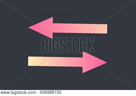 Arrow clipart, two way traffic road direction sign in pink holographic design