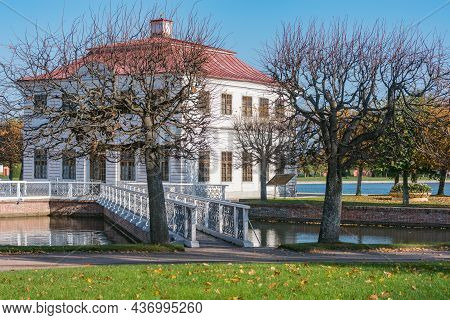Petergof, Saint Petersburg, Russia - October 04, 2021: Marly Palace In The Lower Gardens Of Peterhof