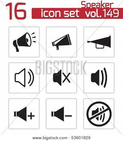 Vector black speaker icons set white background