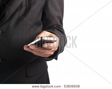 businessman with smart phone in his hand