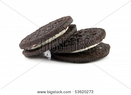 Isolated chocolate sandwich cookies