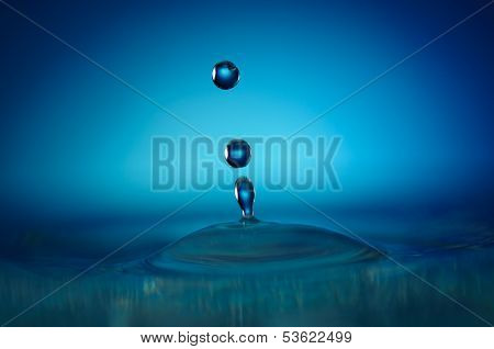 Three blue water drops