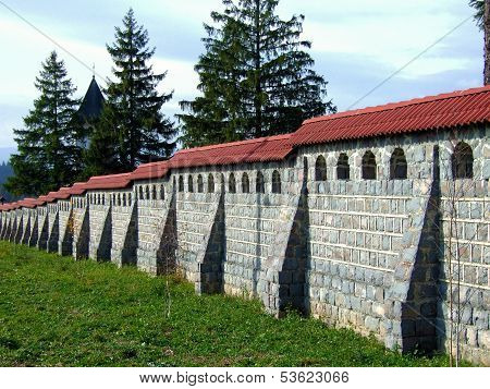 Medieval wall - Monastery Izvorul Muresului -