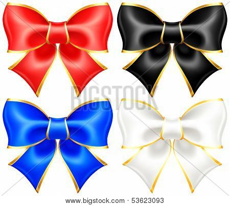 Black And White Holiday Bows With Gold Border