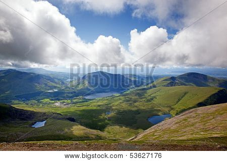 View across Snowdonia from the LLanberis Pass, Snowdonia, Wales