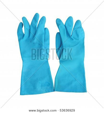 Household Protective Rubber Gloves Isolated On White Background