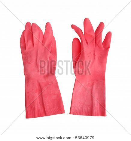 Household Protective Rubber Gloves Isolated On White Background