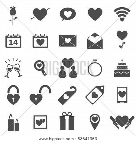 Valentine's Day Icons On White Background