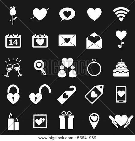Valentine's Day Icons On Black Background