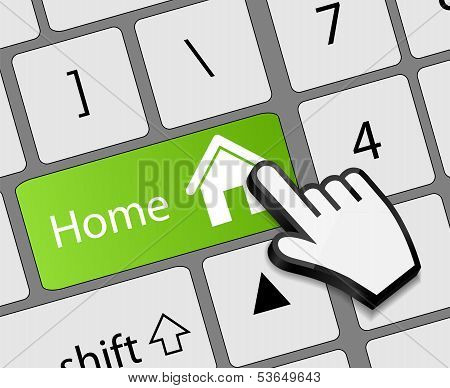 Keyboard Home button with mouse hand cursor vector illustration