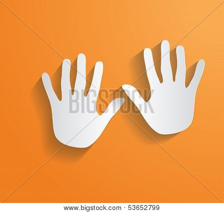 Hand Print  Vector flat long shadow
