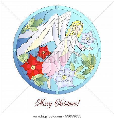 Card Christmas Vitrail With Angel