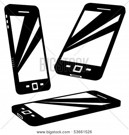 Vector Smartphone Silhouettes On White Background