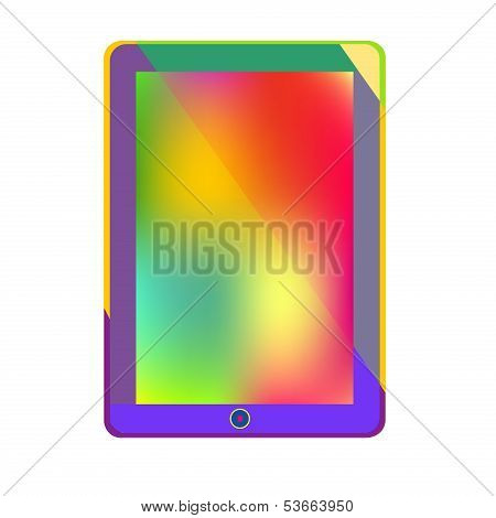 Tablet Computer Bright new Technology and colorful Information world gadget concept on white backgro