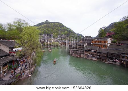 Tuojiang River Both Banks Scenery In Phoenix County, China