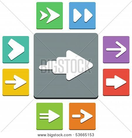 Vector Arrows Icons - 'almost Flat' Style - 9 Colors