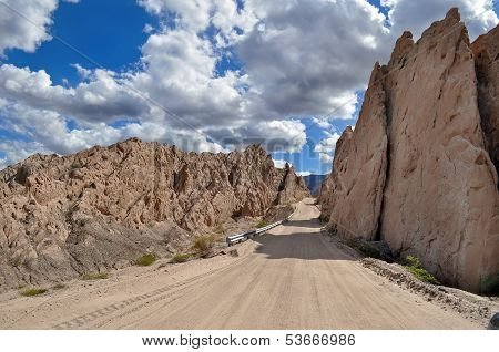 Road Between The Rocks In The Andes Mountains